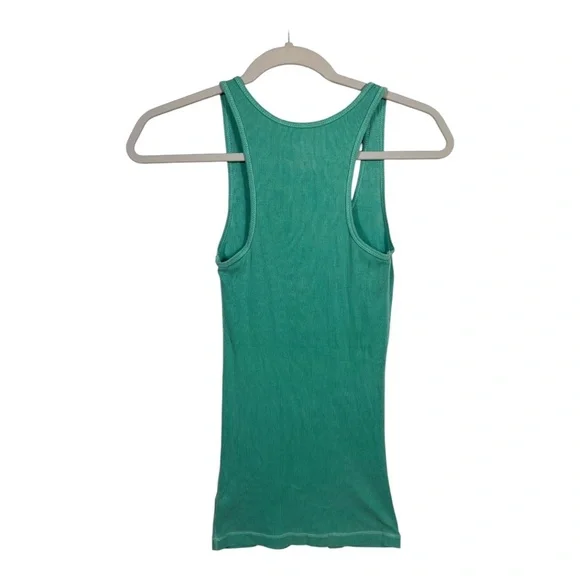 American Eagle Outfitters Y2K Ribbed Racerback Long Tank Top In Teal Size Small - Picture 2 of 6